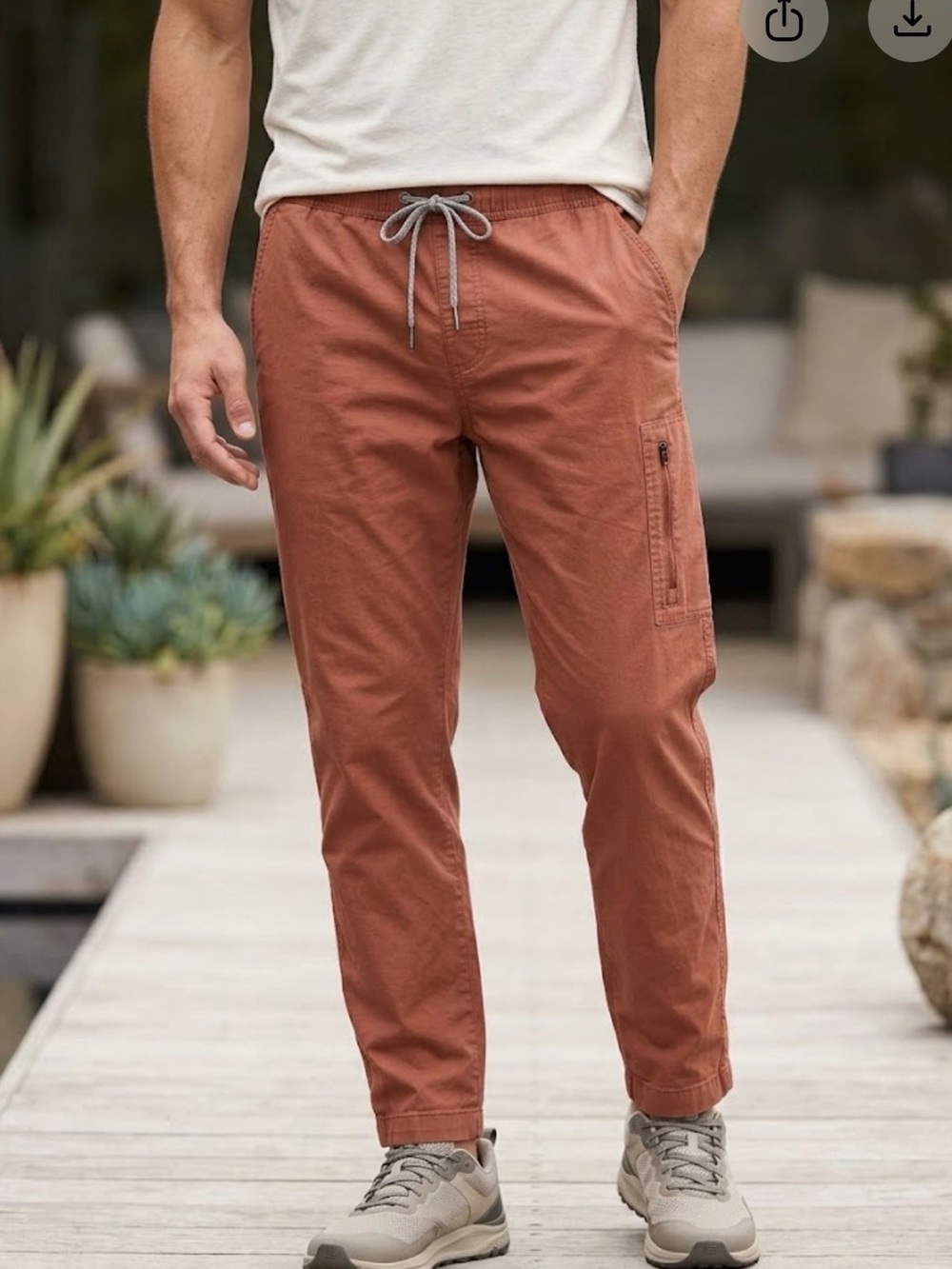 Vuori Ripstop Climber Pants Mens Medium Cotton High Rise Hiking Drawstring Rust